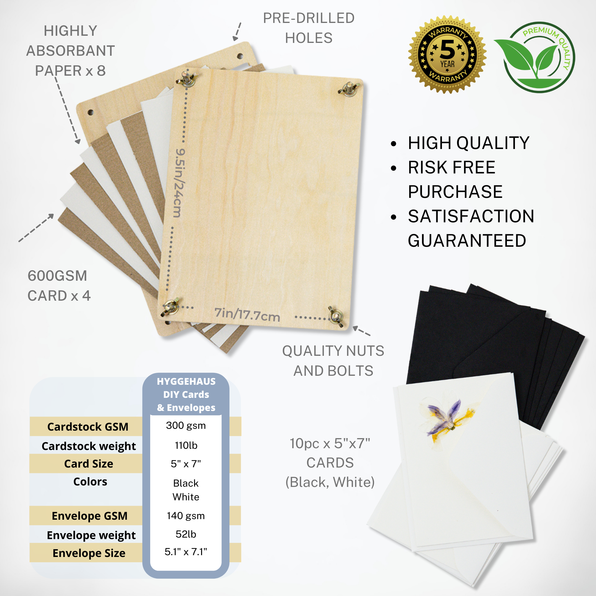 LYKKE Flower press kit with BONUS Cards and Envelopes